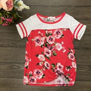 Moa Moa girls size medium floral twist tie top